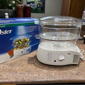OSTER Double Tiered Food Steamer 6.1 Qt Capacity Model 5711 White
